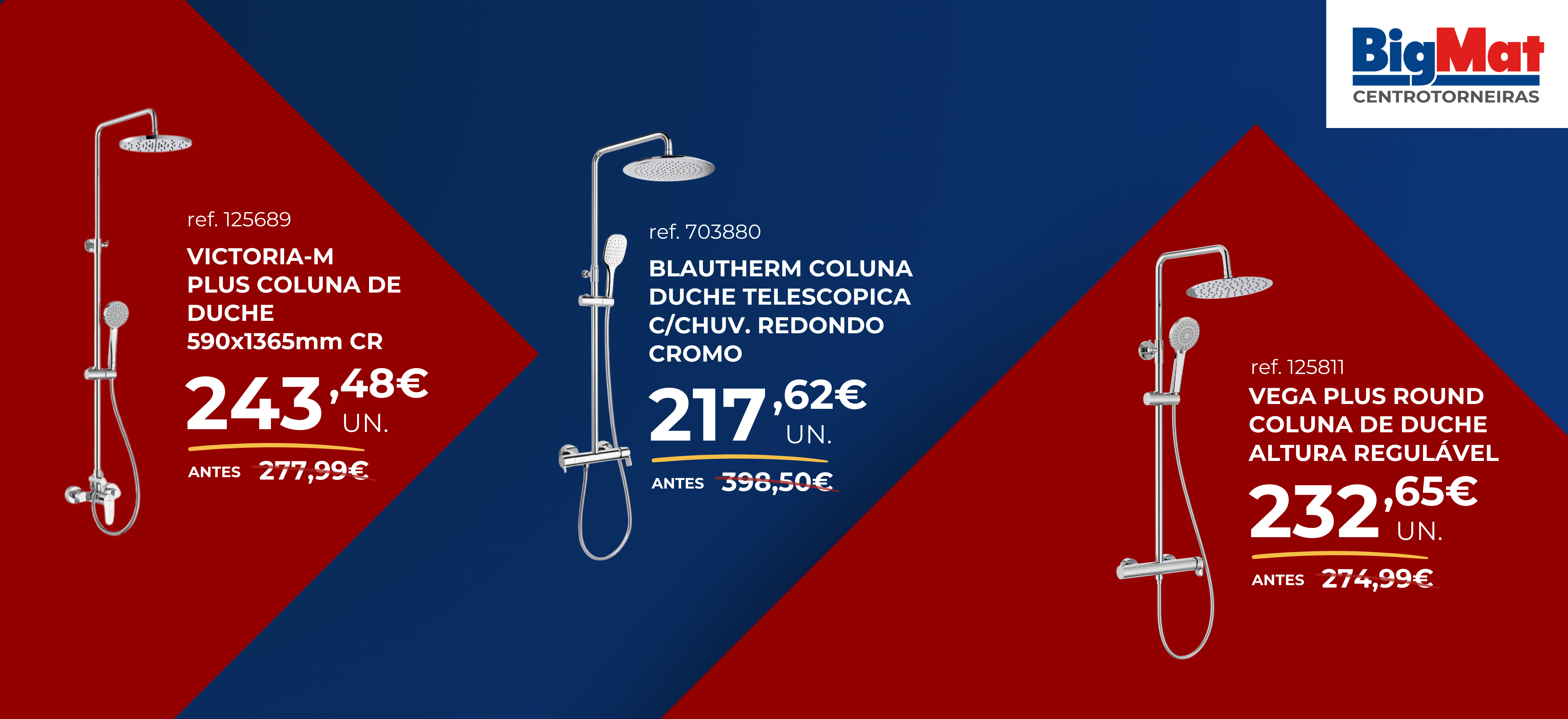 Colunas de duche com preço promocional, design moderno e qualidade garantida para renovar a sua casa de banho com estilo e conforto.